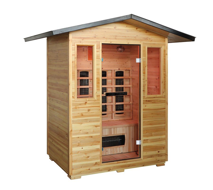 Outdoor cedar sauna